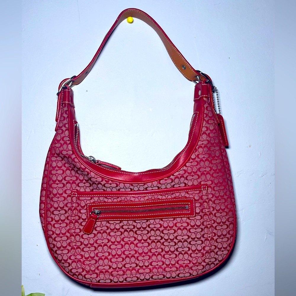SOLD Coach Red Signature Hobo Bag